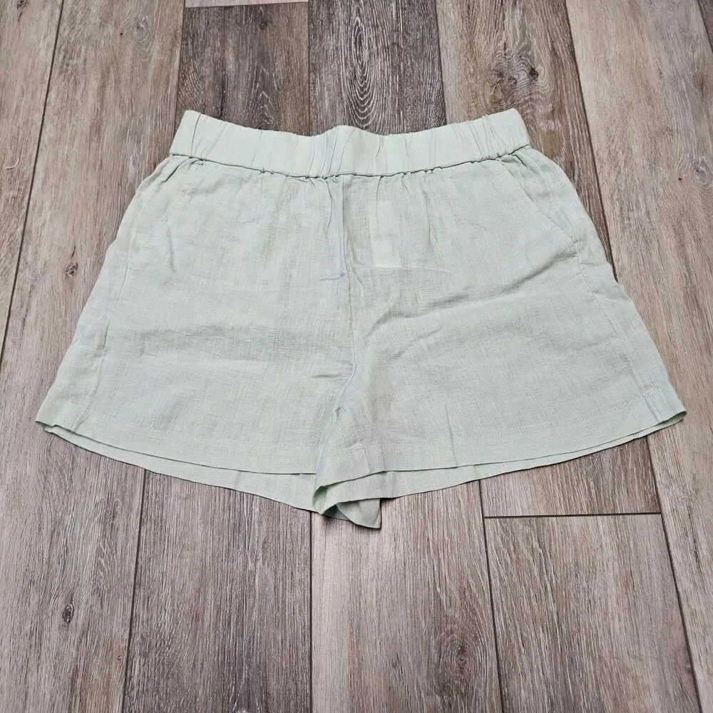 J. Crew Tropez Shorts In Linen Sheer Mint Light Green Women's Small Resortwear